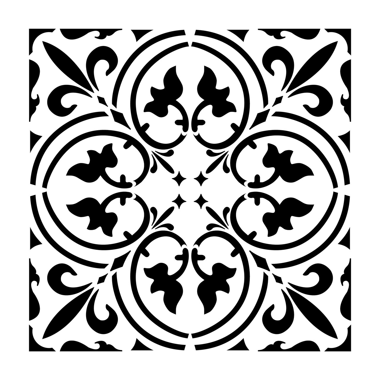 Scroll Tile Embossing 12 x 12 Stencil | FS115 by Designer Stencils | Pattern Stencils | Reusable Stencils for Painting on Wood, Wall, Tile, Canvas, Paper, Fabric, Furniture, Floor | Try Instead of a Wallpaper | Easy to Use & Clean